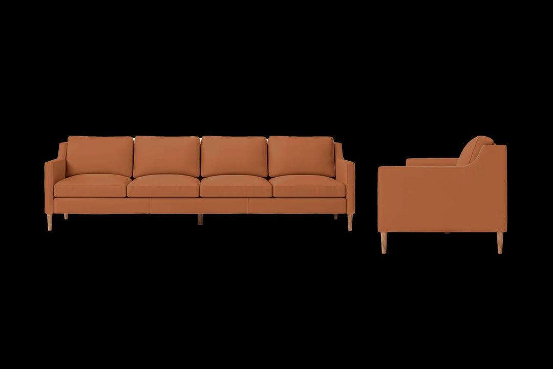 LIVELUSSO Sofa Greco 4 Seater Sofa Tan Brown Leather