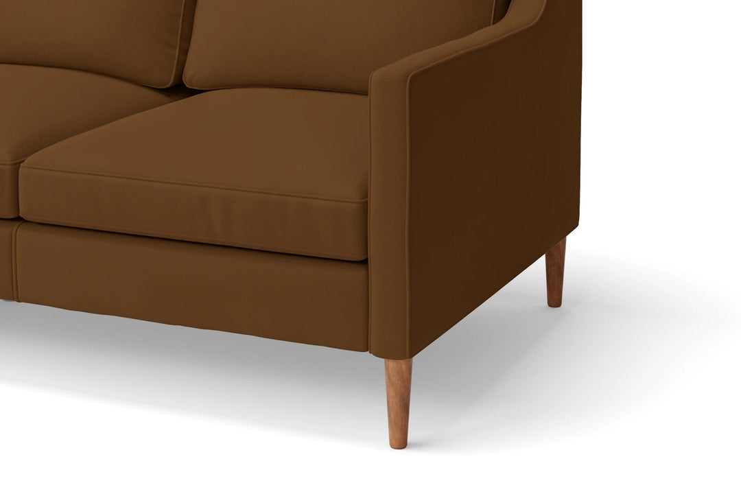 LIVELUSSO Sofa Greco 4 Seater Sofa Walnut Brown Leather
