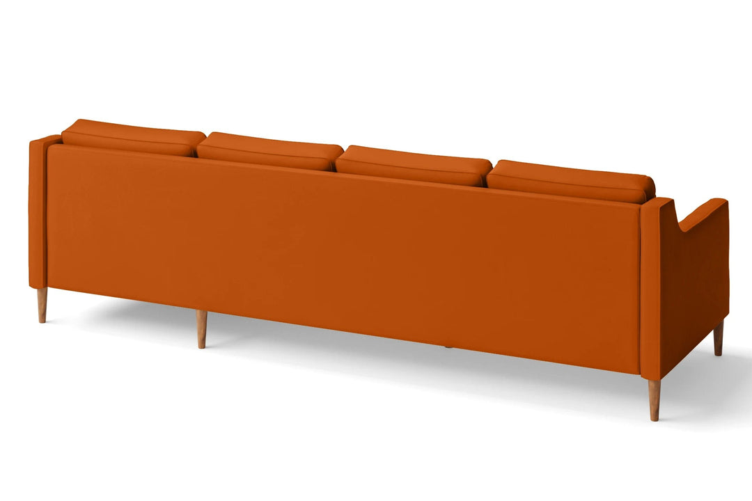 LIVELUSSO Chaise Lounge Sofa Greco 4 Seater Right Hand Facing Chaise Lounge Corner Sofa Orange Leather