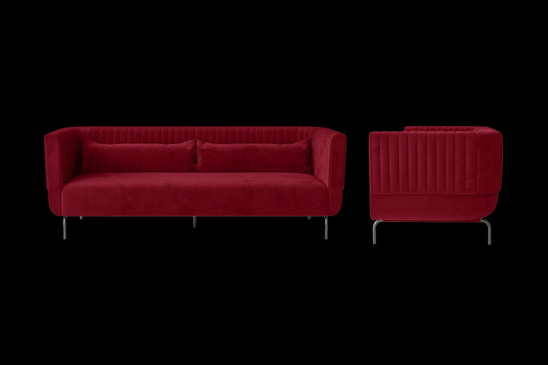 LIVELUSSO Sofa Jackson 3 Seater Sofa Red Velvet