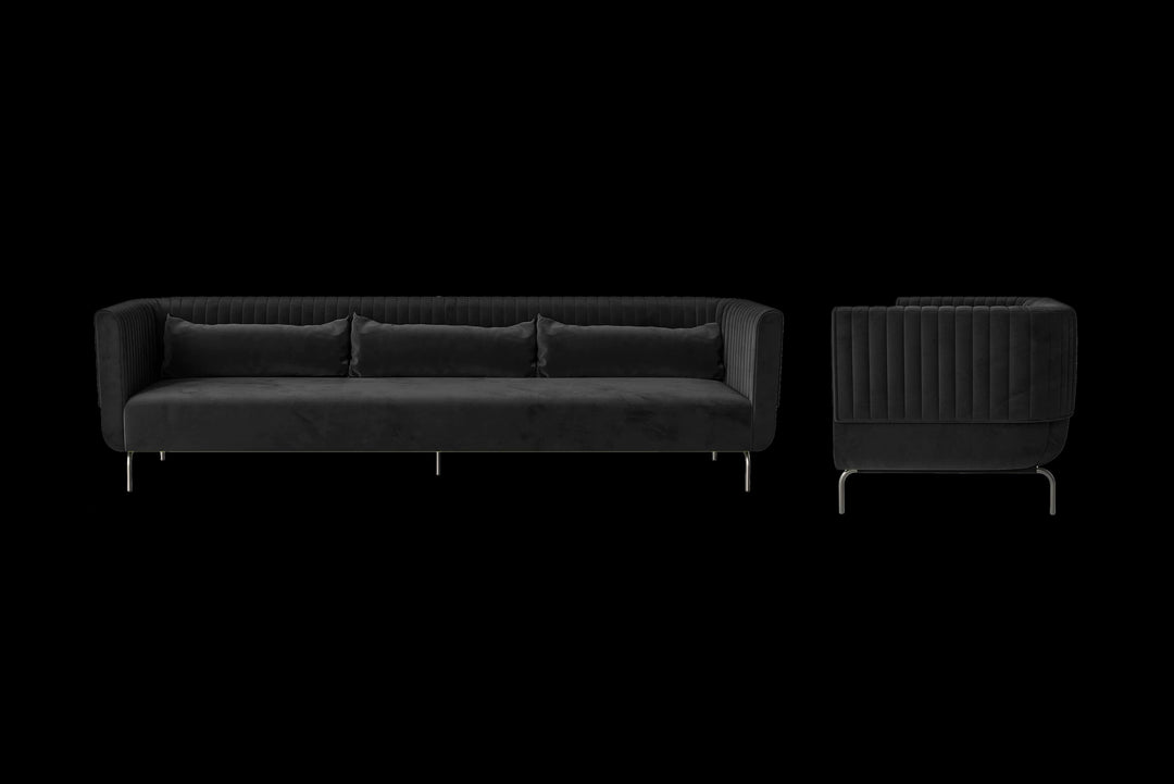 LIVELUSSO Sofa Jackson 4 Seater Sofa Black Velvet