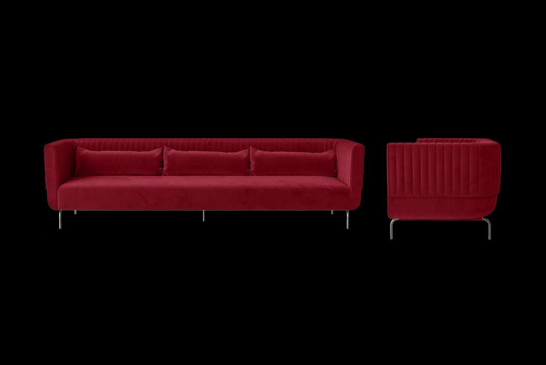 LIVELUSSO Sofa Jackson 4 Seater Sofa Red Velvet