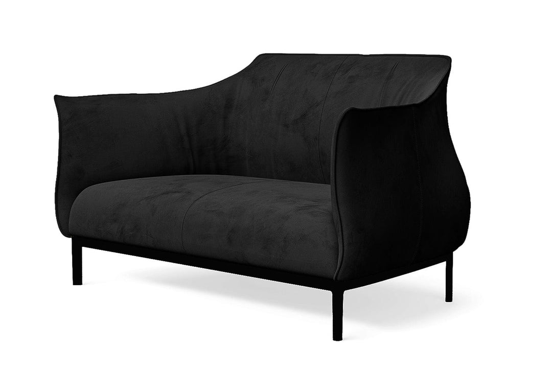 LIVELUSSO Sofa Lamezia 2 Seater Sofa Black Velvet