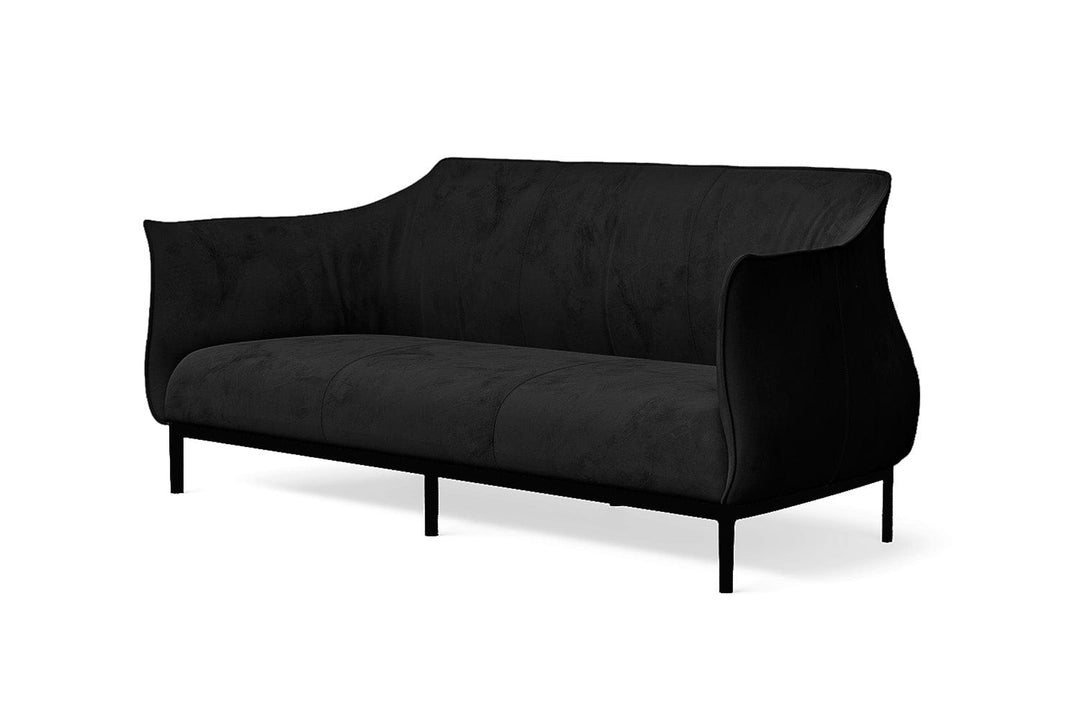 LIVELUSSO Sofa Lamezia 3 Seater Sofa Black Velvet