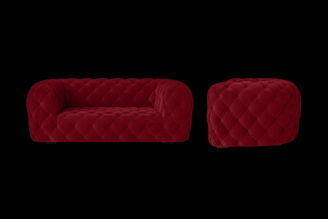 LIVELUSSO Sofa Lecce 2 Seater Sofa Red Velvet