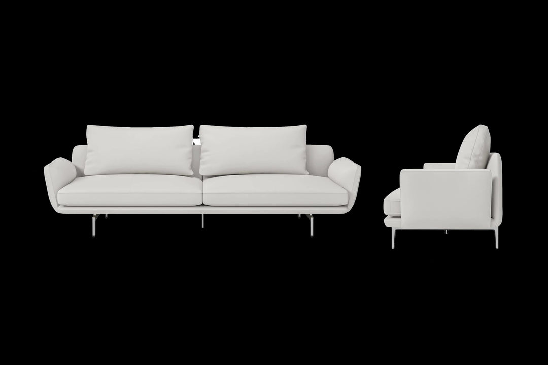 LIVELUSSO Sofa Legnano 4 Seater Sofa White Leather