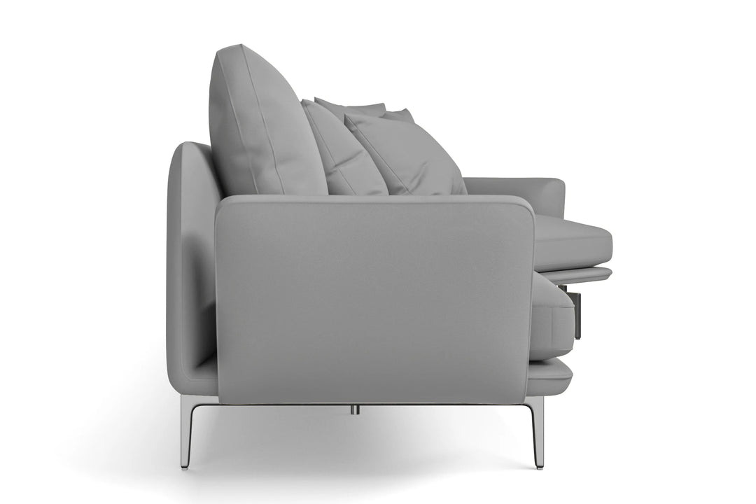 LIVELUSSO Chaise Lounge Sofa Legnano 4 Seater Right Hand Facing Chaise Lounge Corner Sofa Grey Leather