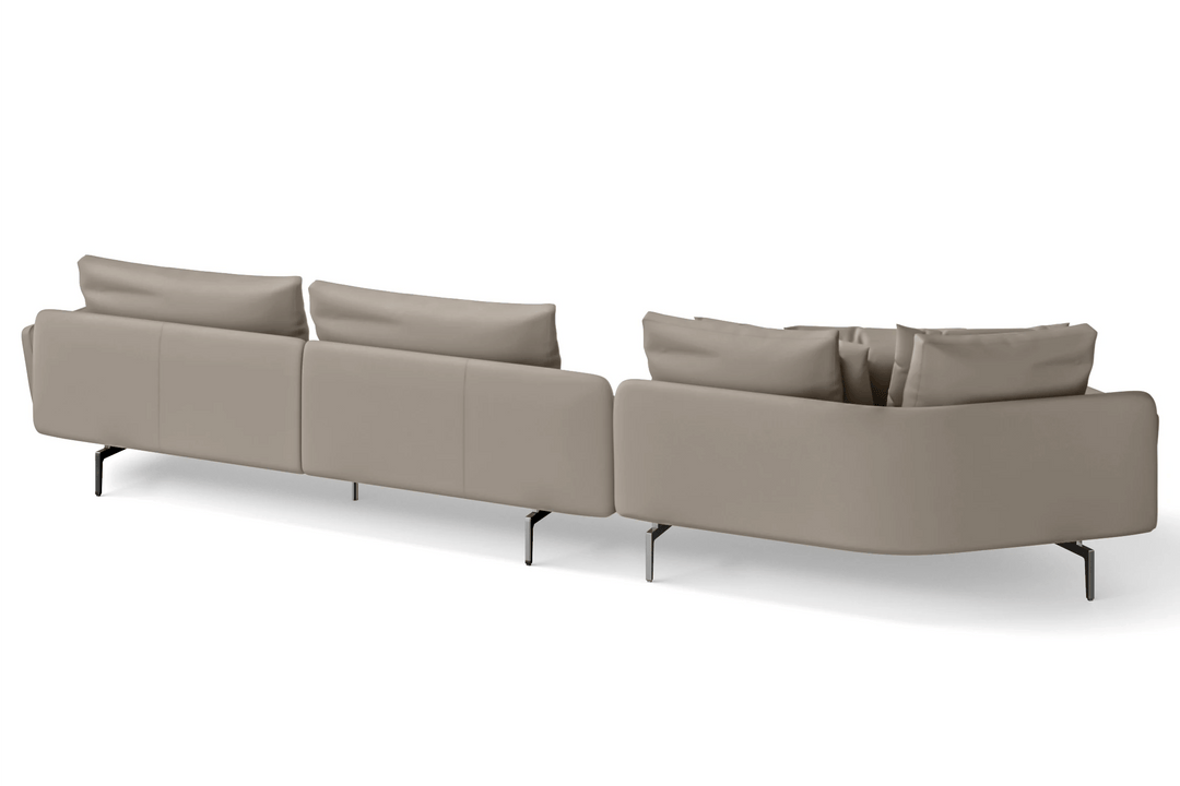 LIVELUSSO Chaise Lounge Sofa Legnano 5 Seater Left Hand Facing Chaise Lounge Corner Sofa Sand Leather