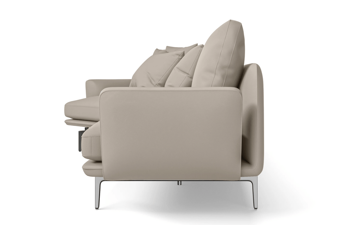 LIVELUSSO Chaise Lounge Sofa Legnano 5 Seater Left Hand Facing Chaise Lounge Corner Sofa Sand Leather