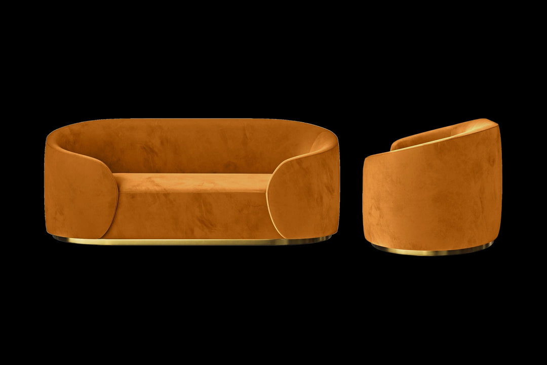 LIVELUSSO Sofa Livorno 2 Seater Sofa Gold Velvet