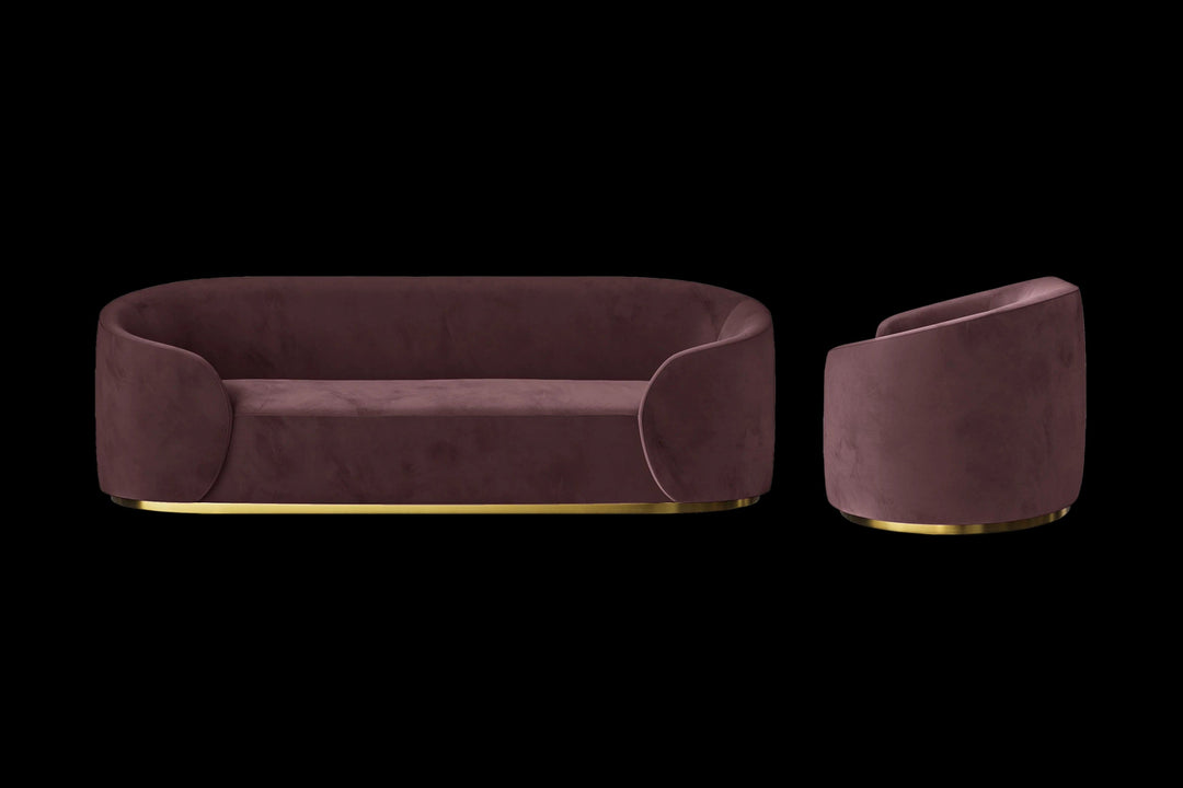 LIVELUSSO Sofa Livorno 3 Seater Sofa Grape Velvet