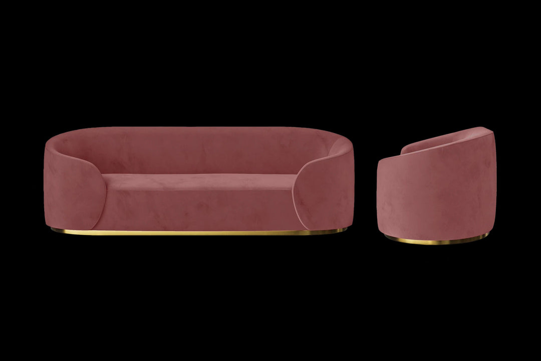 LIVELUSSO Sofa Livorno 3 Seater Sofa Pink Velvet