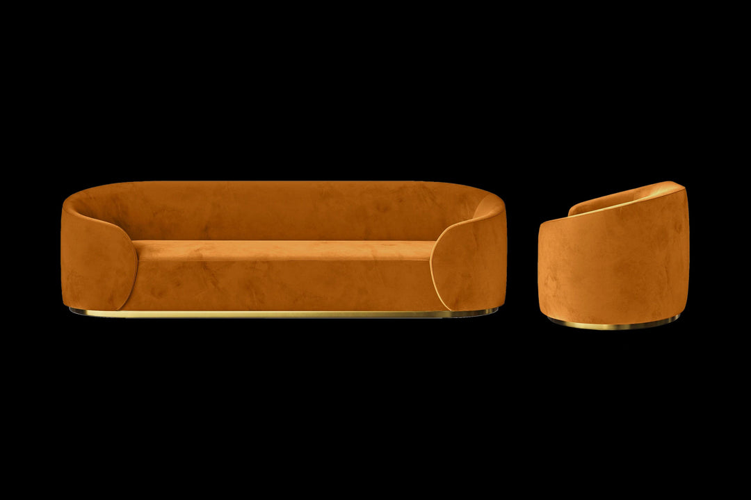 LIVELUSSO Sofa Livorno 4 Seater Sofa Gold Velvet