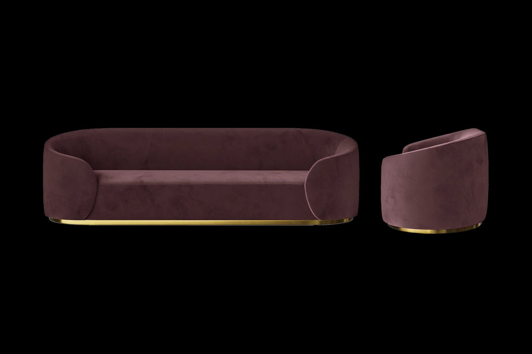 LIVELUSSO Sofa Livorno 4 Seater Sofa Grape Velvet