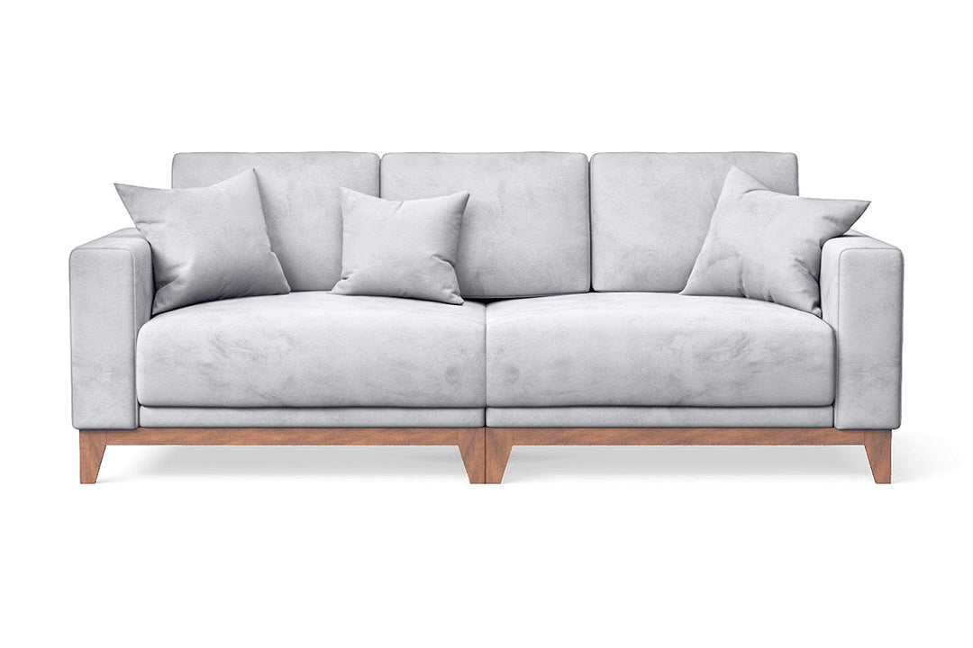 LIVELUSSO Sofa Lucca 3 Seater Sofa Silver Velvet