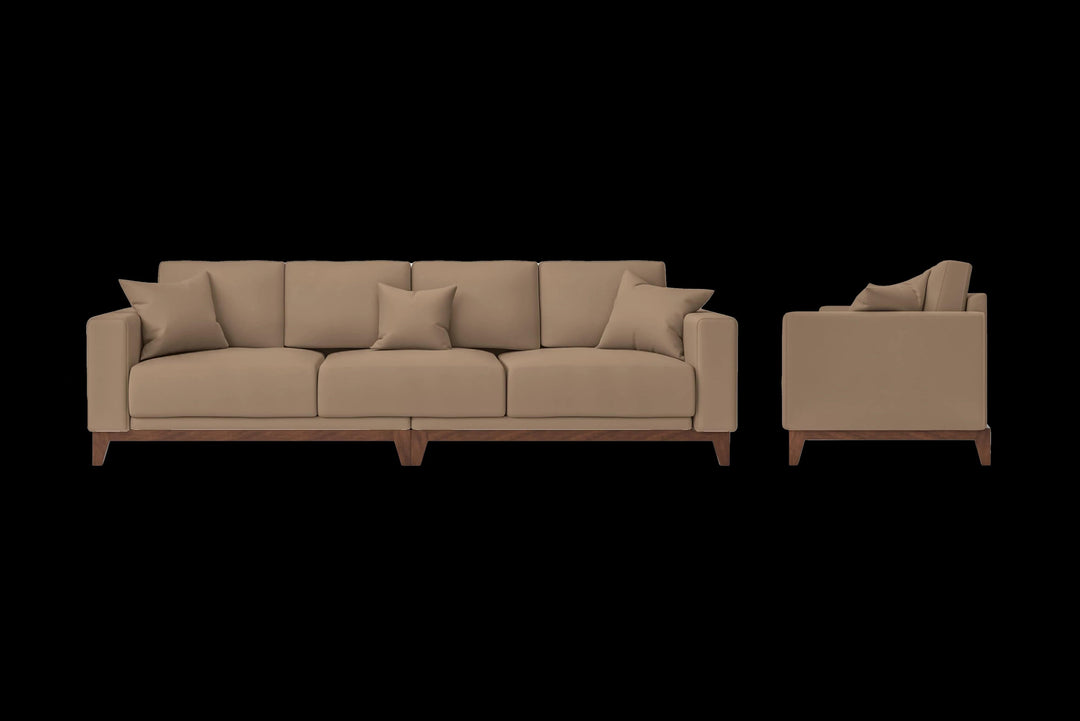 LIVELUSSO Sofa Lucca 4 Seater Sofa Stone Leather