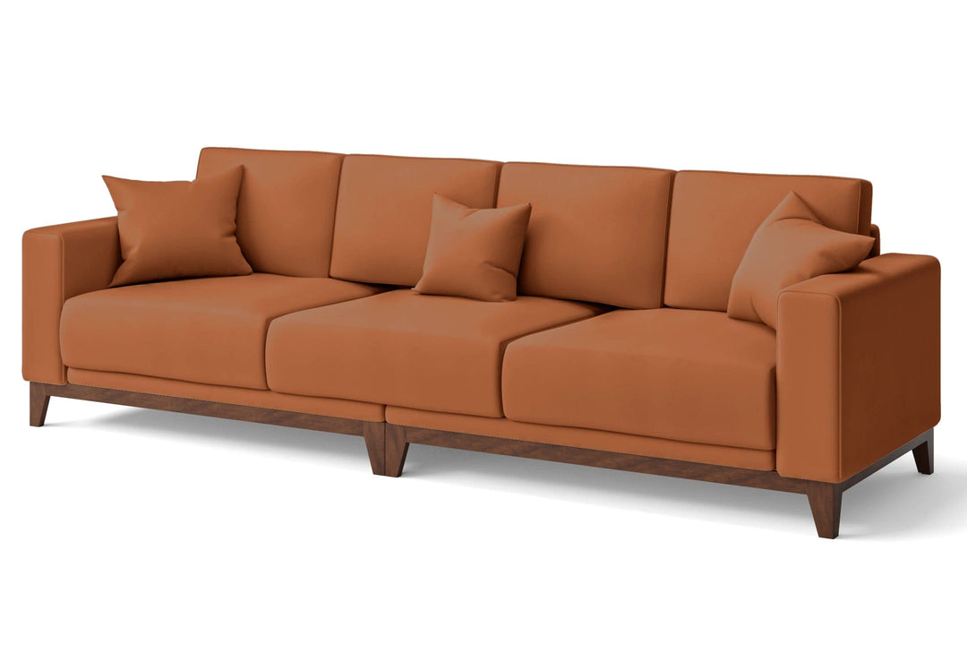 LIVELUSSO Sofa Lucca 4 Seater Sofa Tan Brown Leather