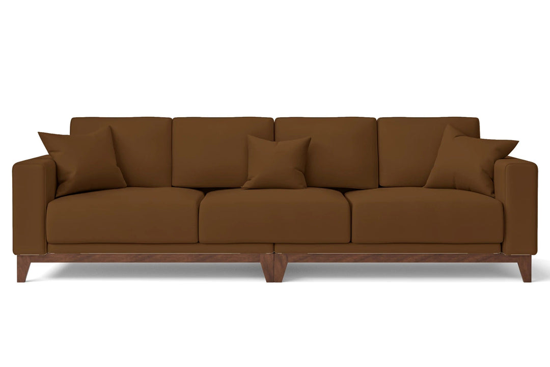 LIVELUSSO Sofa Lucca 4 Seater Sofa Walnut Brown Leather