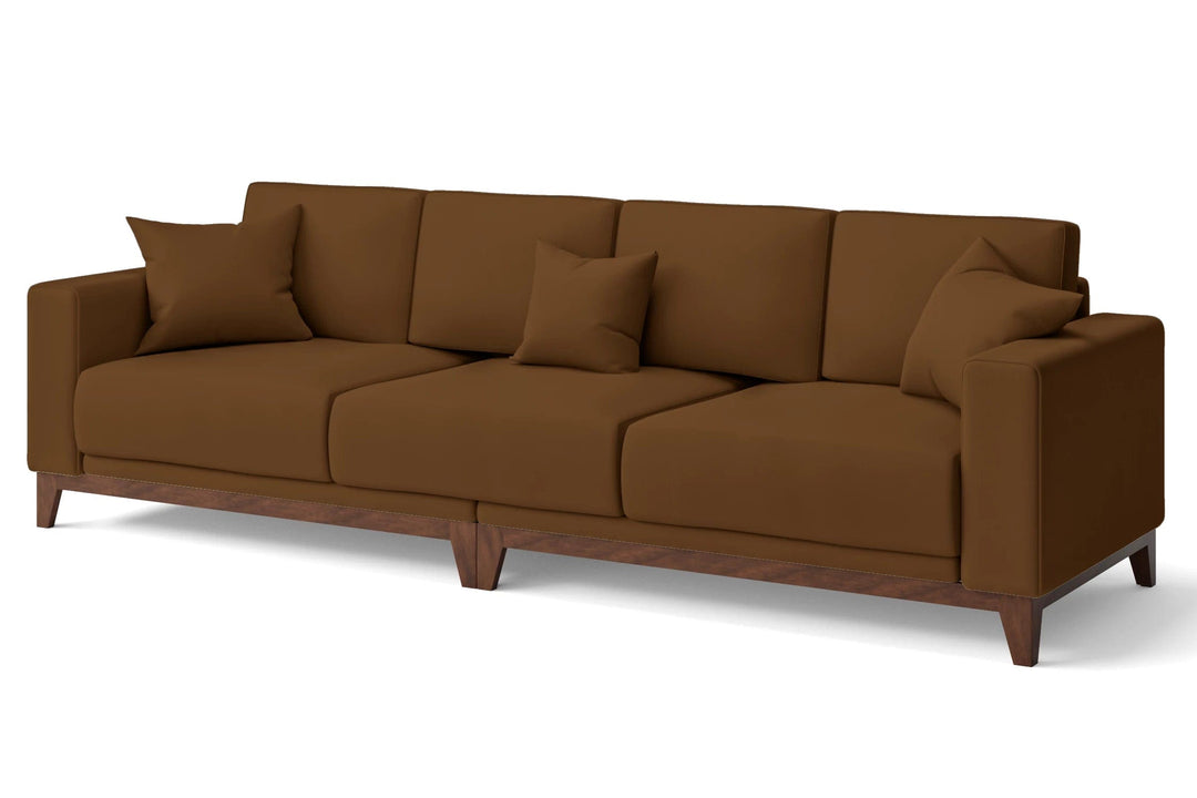 LIVELUSSO Sofa Lucca 4 Seater Sofa Walnut Brown Leather