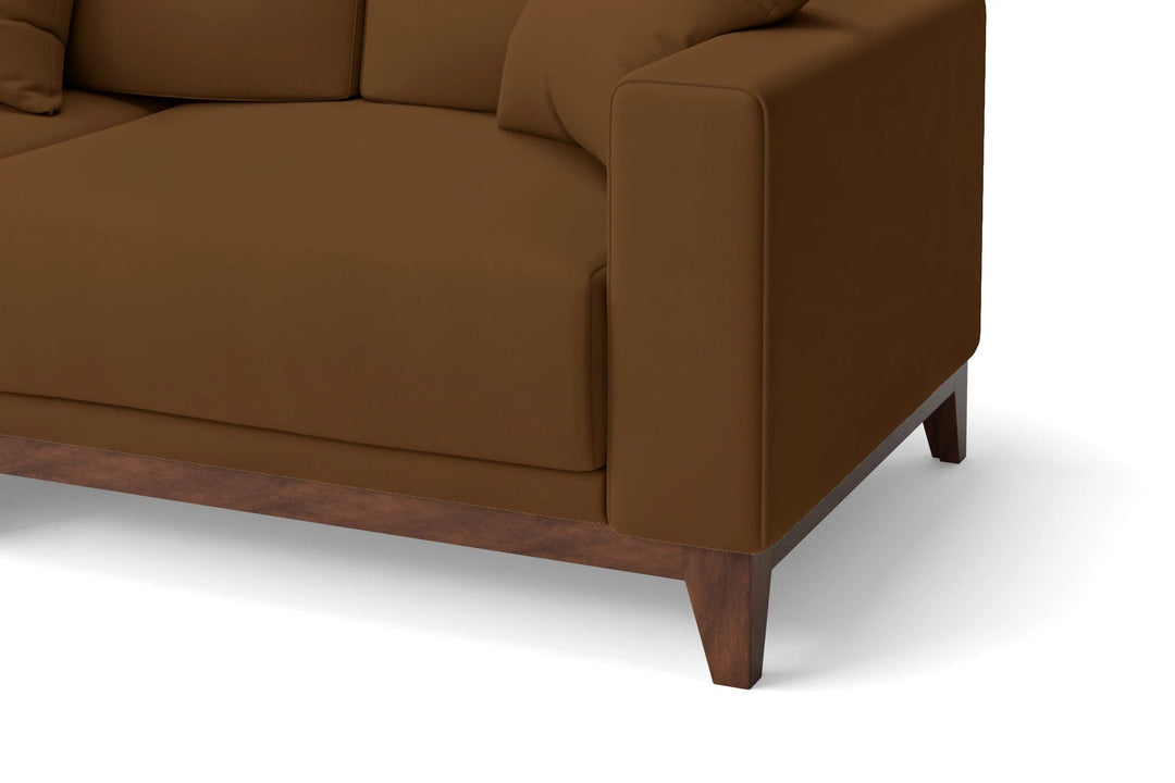 LIVELUSSO Sofa Lucca 4 Seater Sofa Walnut Brown Leather