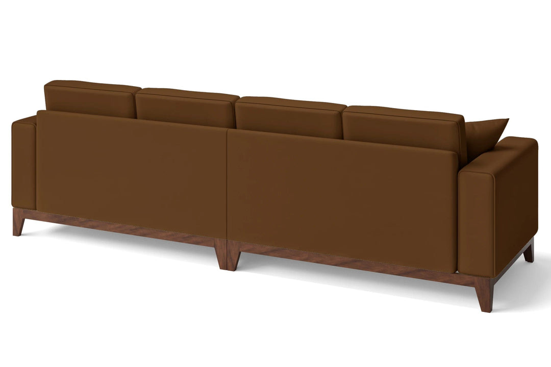 LIVELUSSO Sofa Lucca 4 Seater Sofa Walnut Brown Leather