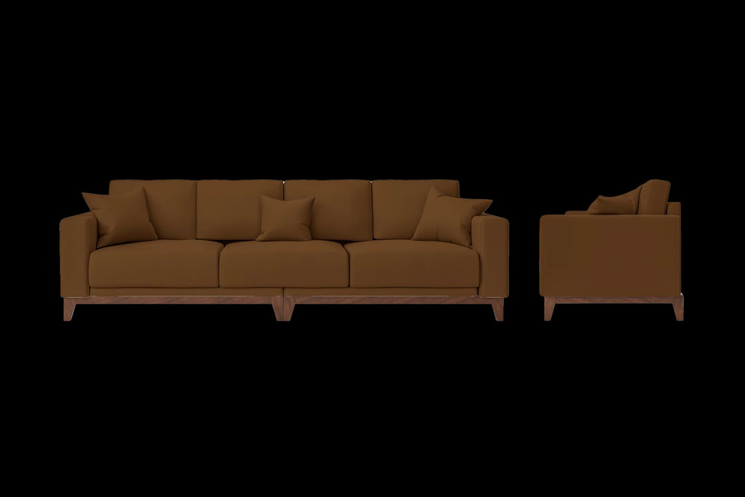 LIVELUSSO Sofa Lucca 4 Seater Sofa Walnut Brown Leather