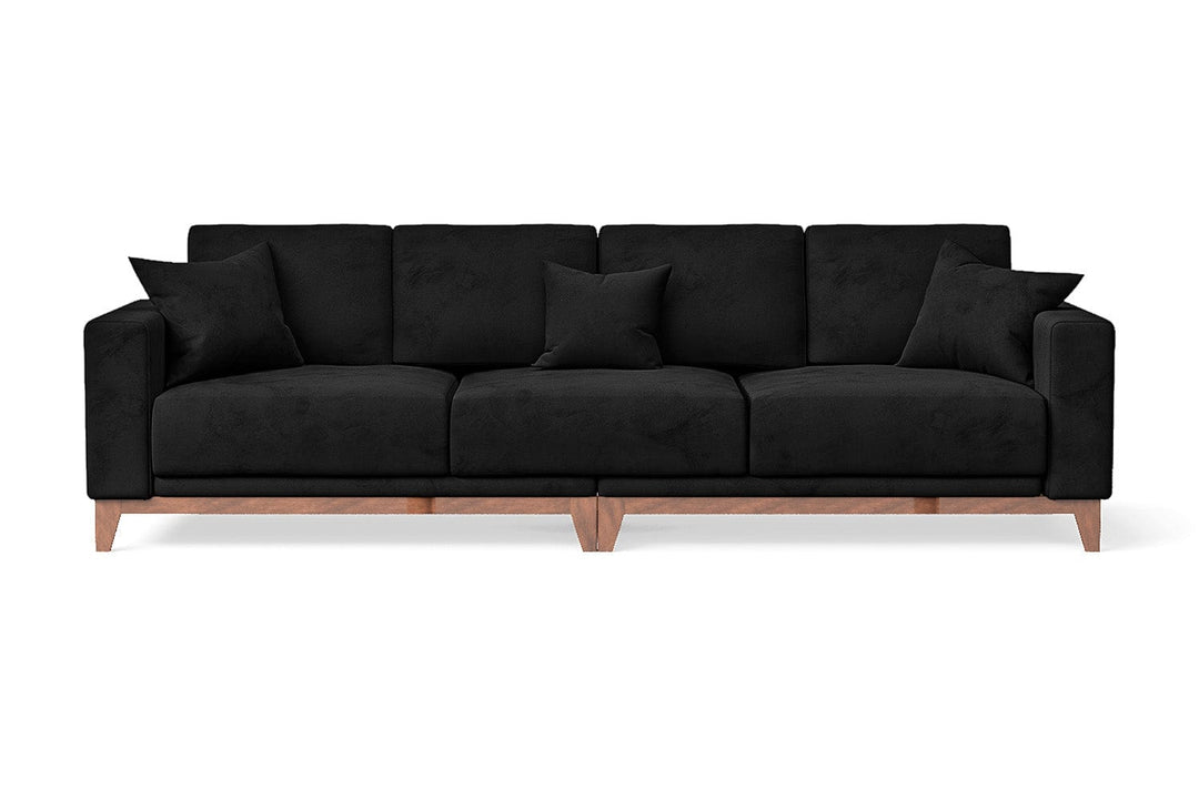 LIVELUSSO Sofa Lucca 4 Seater Sofa Black Velvet