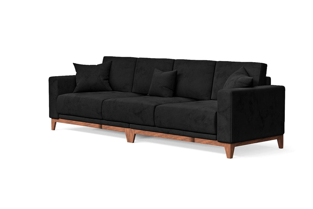 LIVELUSSO Sofa Lucca 4 Seater Sofa Black Velvet