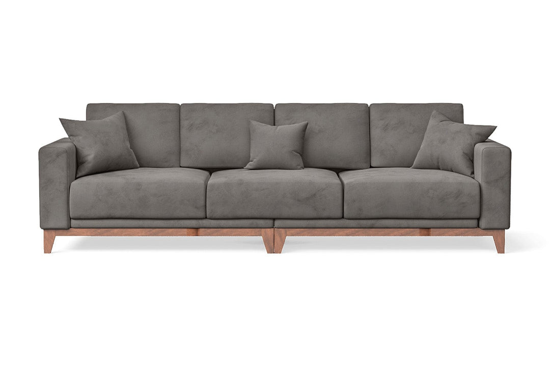 LIVELUSSO Sofa Lucca 4 Seater Sofa Grey Velvet