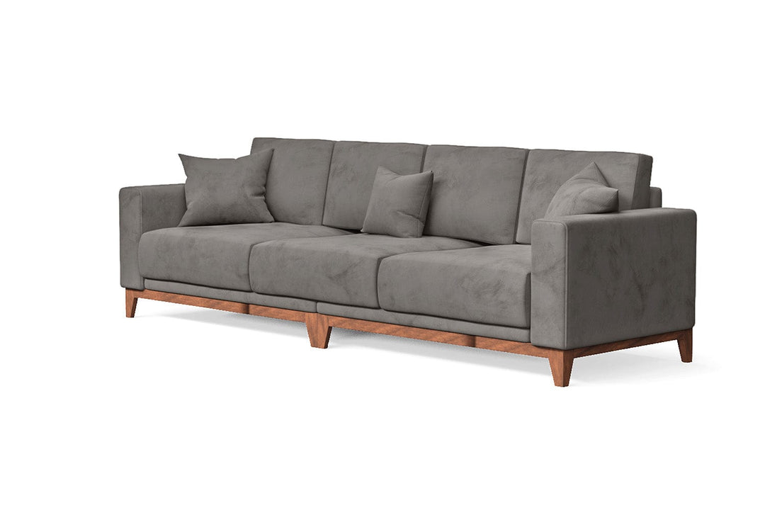 LIVELUSSO Sofa Lucca 4 Seater Sofa Grey Velvet