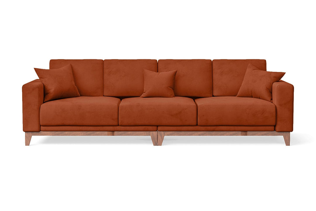 LIVELUSSO Sofa Lucca 4 Seater Sofa Orange Velvet