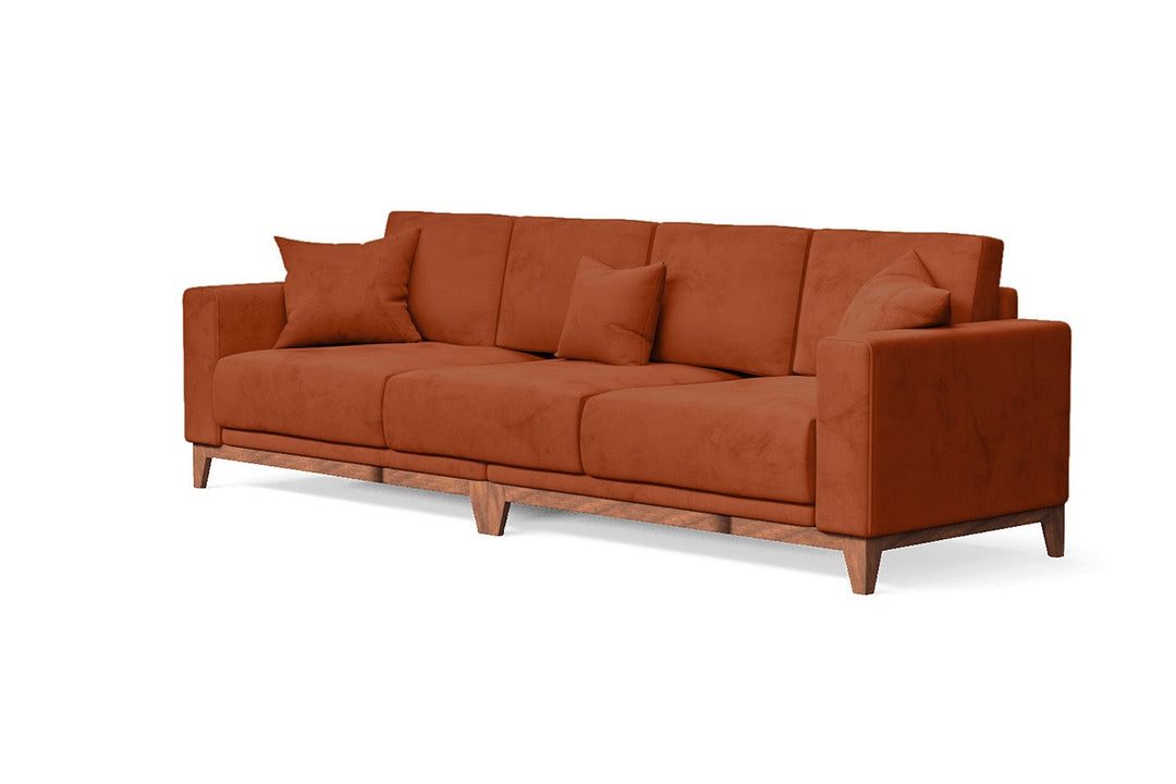 LIVELUSSO Sofa Lucca 4 Seater Sofa Orange Velvet