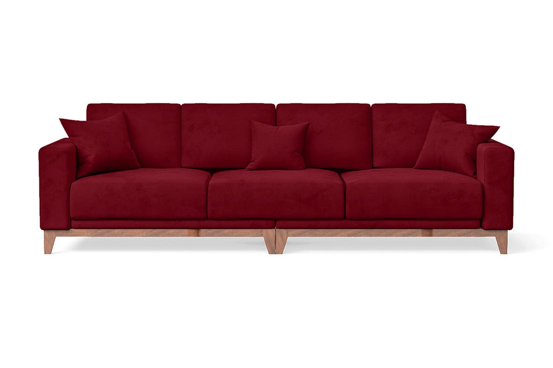 LIVELUSSO Sofa Lucca 4 Seater Sofa Red Velvet