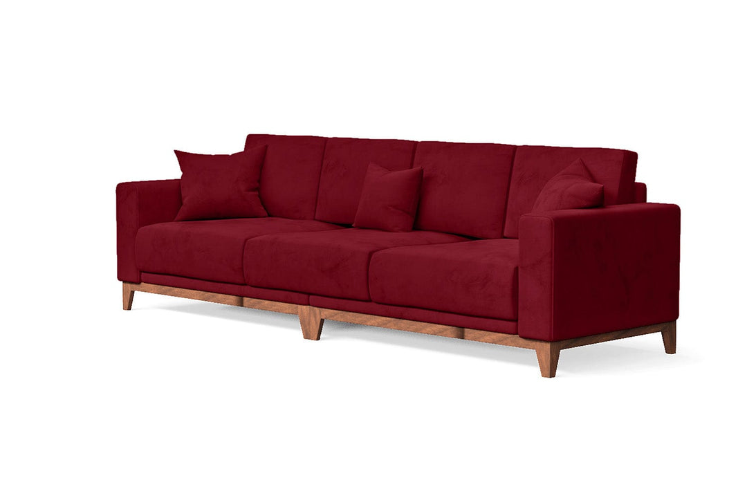 LIVELUSSO Sofa Lucca 4 Seater Sofa Red Velvet