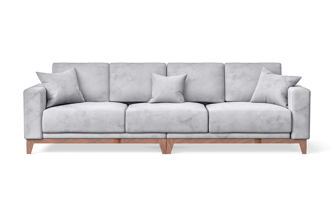 LIVELUSSO Sofa Lucca 4 Seater Sofa Silver Velvet