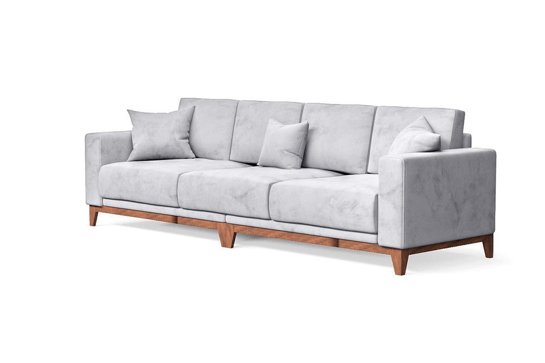 LIVELUSSO Sofa Lucca 4 Seater Sofa Silver Velvet