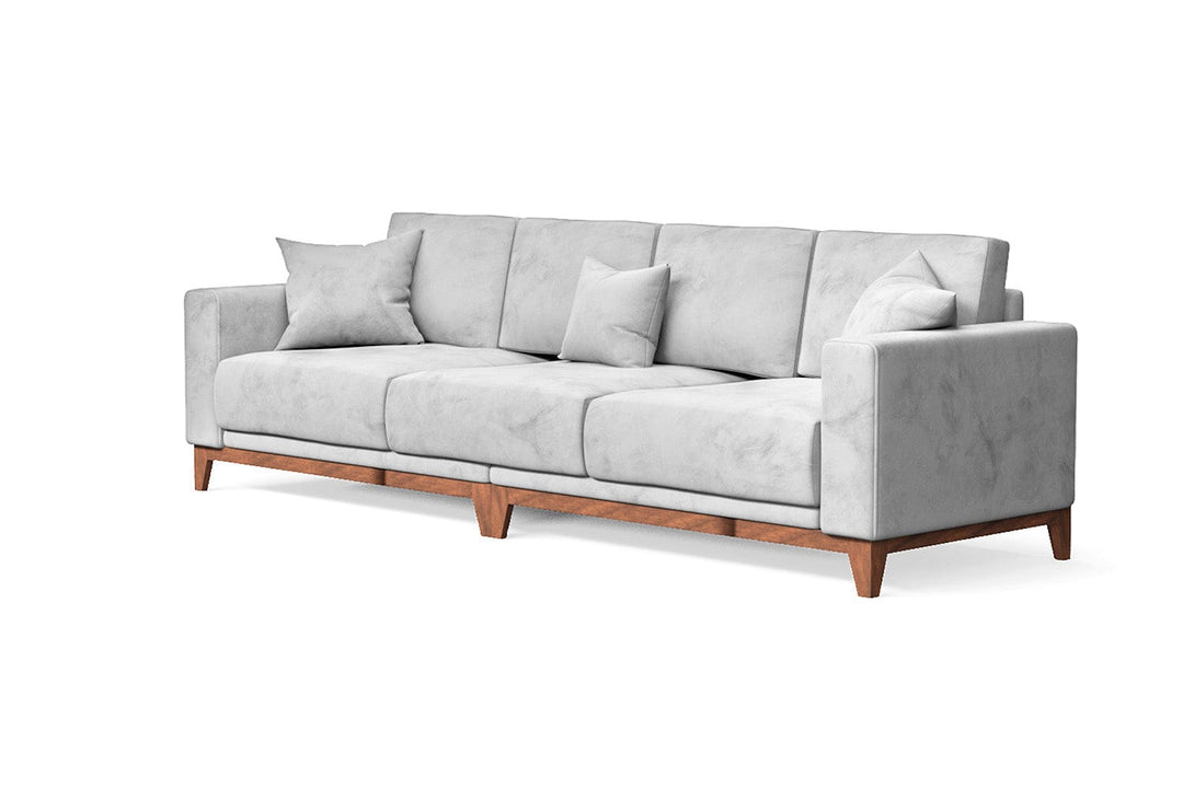 LIVELUSSO Sofa Lucca 4 Seater Sofa White Velvet