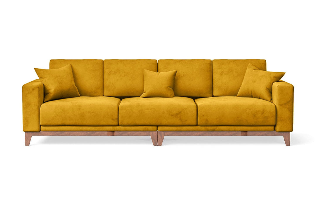 LIVELUSSO Sofa Lucca 4 Seater Sofa Yellow Velvet