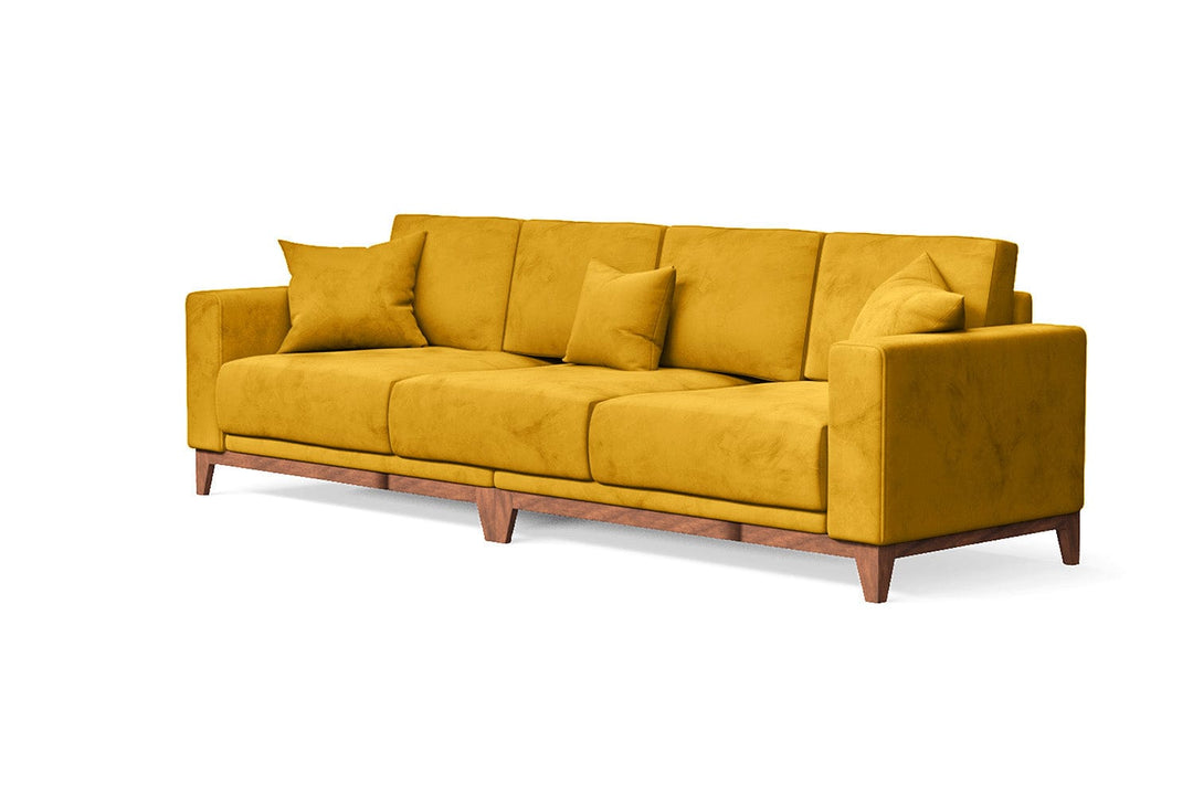 LIVELUSSO Sofa Lucca 4 Seater Sofa Yellow Velvet