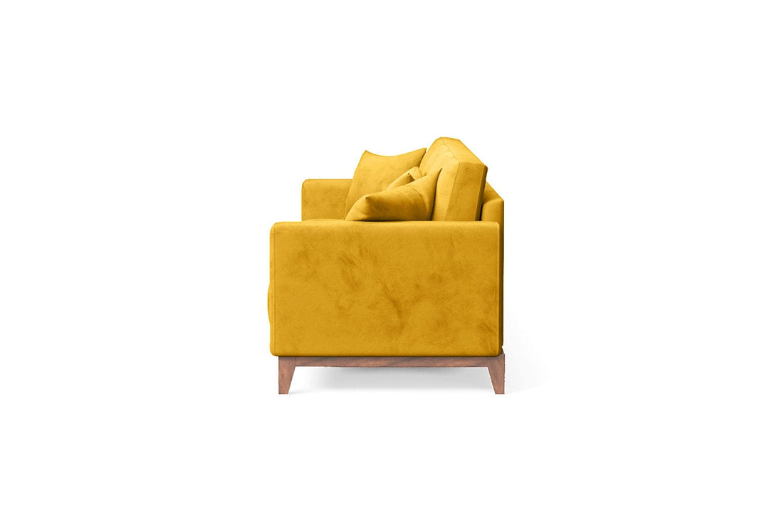 LIVELUSSO Sofa Lucca 4 Seater Sofa Yellow Velvet