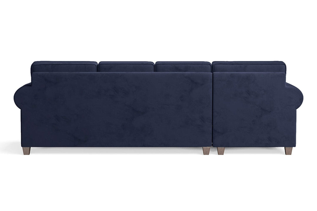 LIVELUSSO Chaise Lounge Sofa Marano 4 Seater Left Hand Facing Chaise Lounge Corner Sofa Dark Blue Velvet