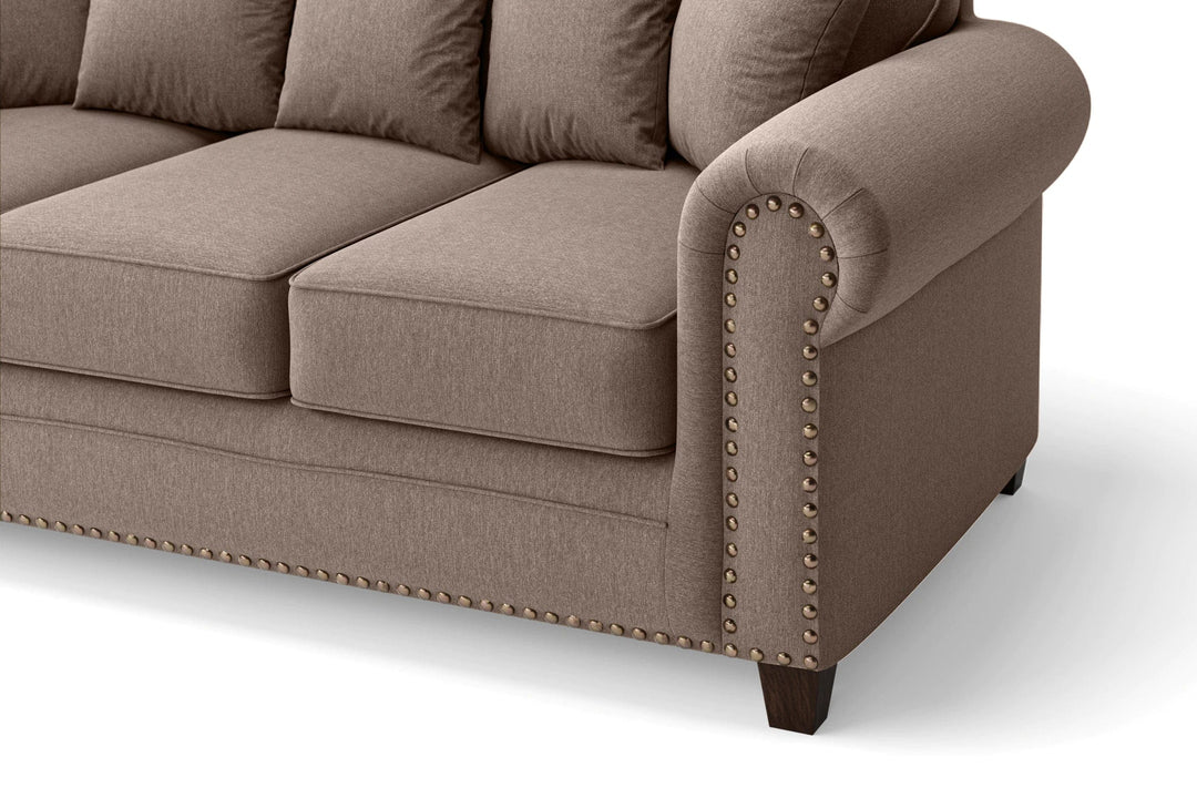 LIVELUSSO Sofa Marano 4 Seater Sofa Caramel Linen Fabric