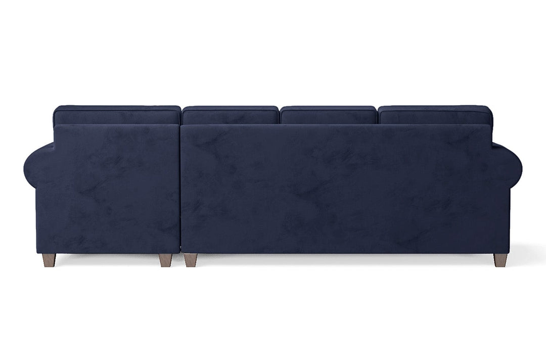 LIVELUSSO Chaise Lounge Sofa Marano 4 Seater Right Hand Facing Chaise Lounge Corner Sofa Dark Blue Velvet