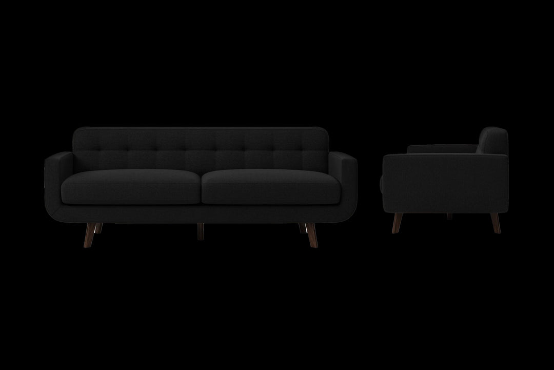 LIVELUSSO Sofa Marsela 3 Seater Sofa Black Linen Fabric
