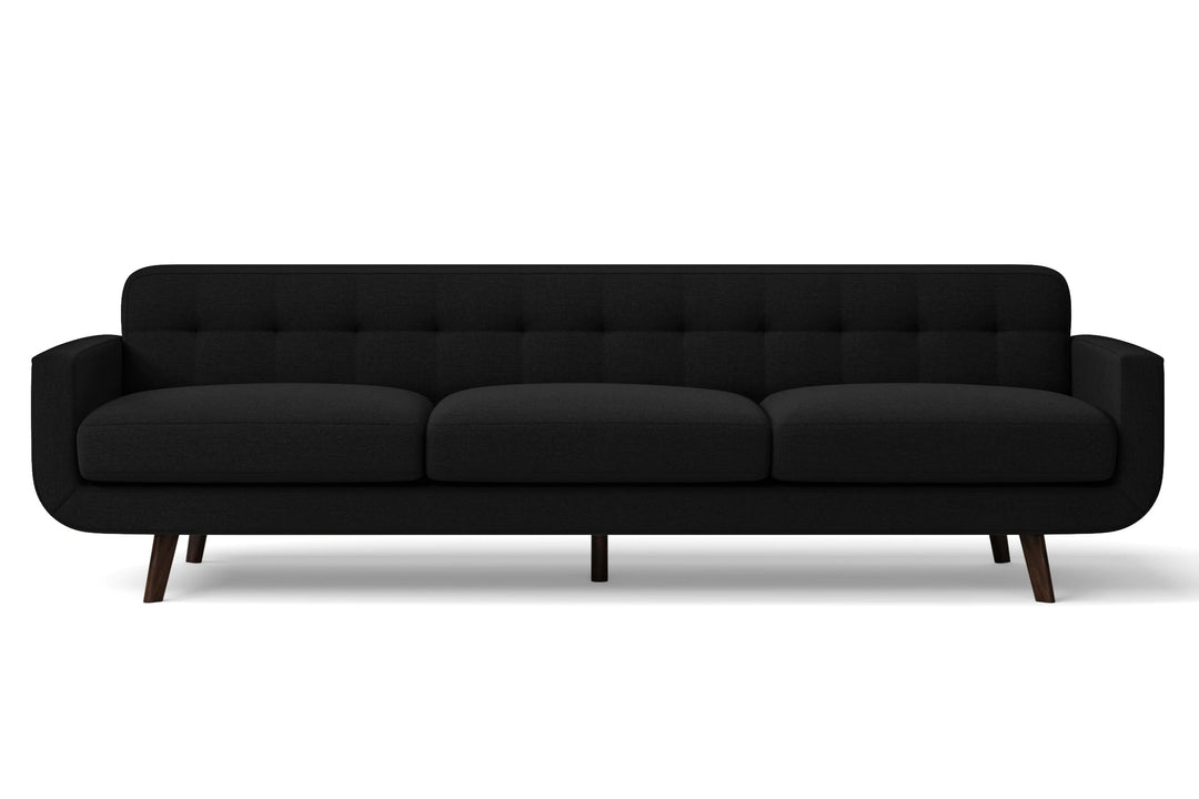 LIVELUSSO Sofa Marsela 4 Seater Sofa Black Linen Fabric