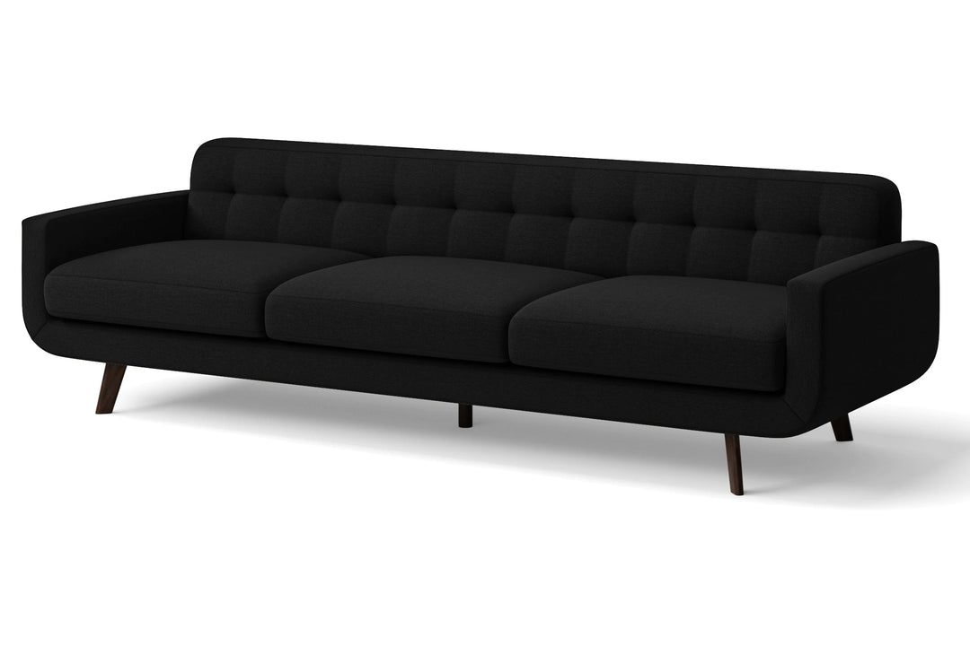 LIVELUSSO Sofa Marsela 4 Seater Sofa Black Linen Fabric