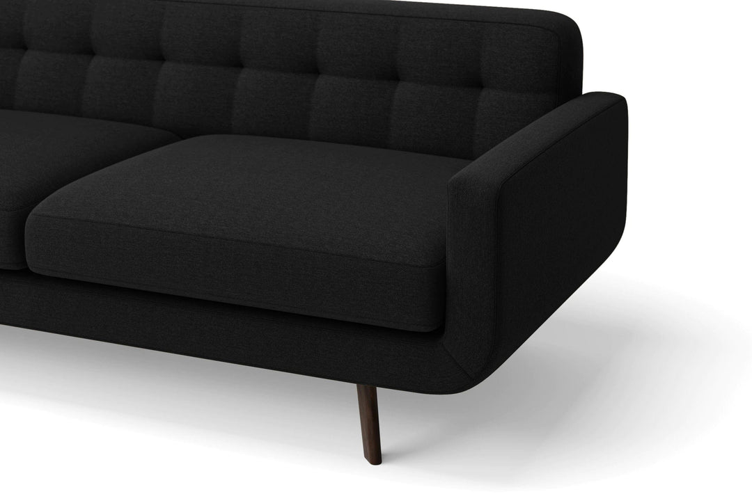 LIVELUSSO Sofa Marsela 4 Seater Sofa Black Linen Fabric