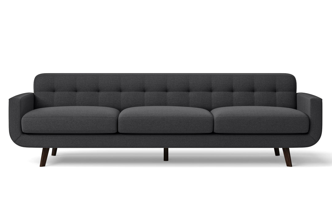 LIVELUSSO Sofa Marsela 4 Seater Sofa Dark Grey Linen Fabric