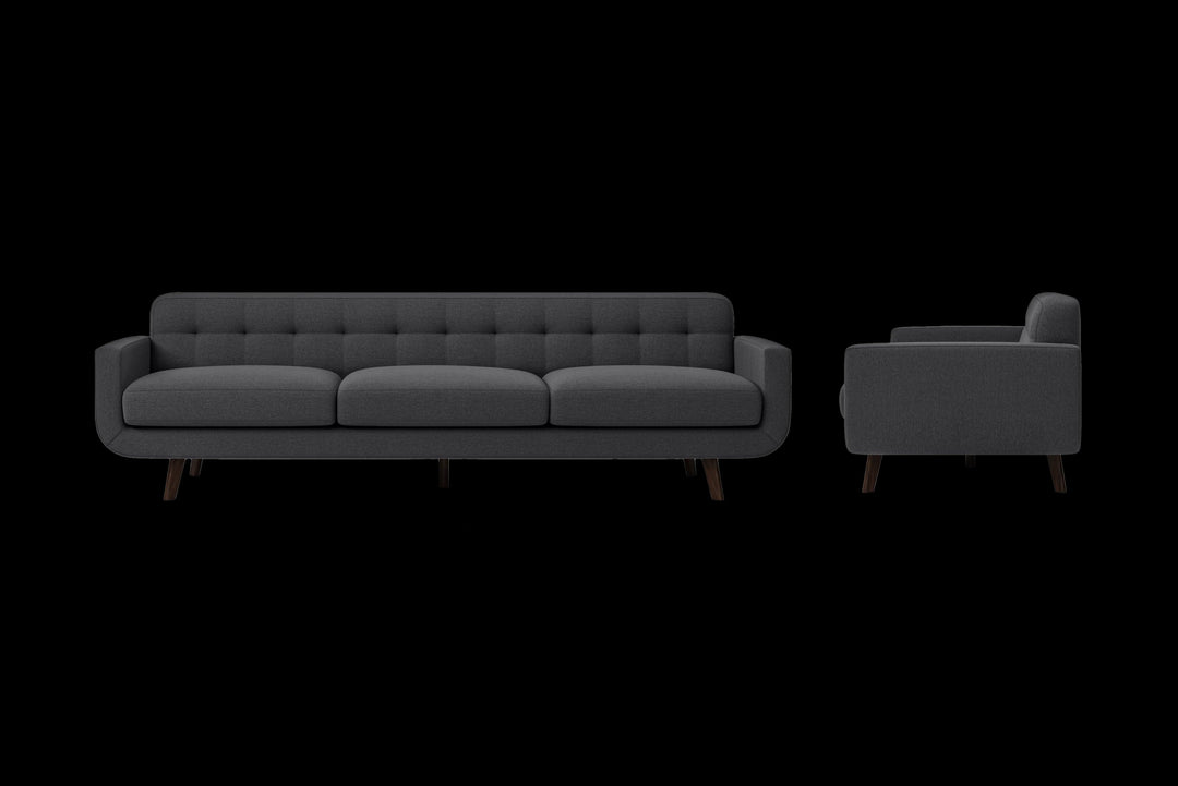 LIVELUSSO Sofa Marsela 4 Seater Sofa Dark Grey Linen Fabric