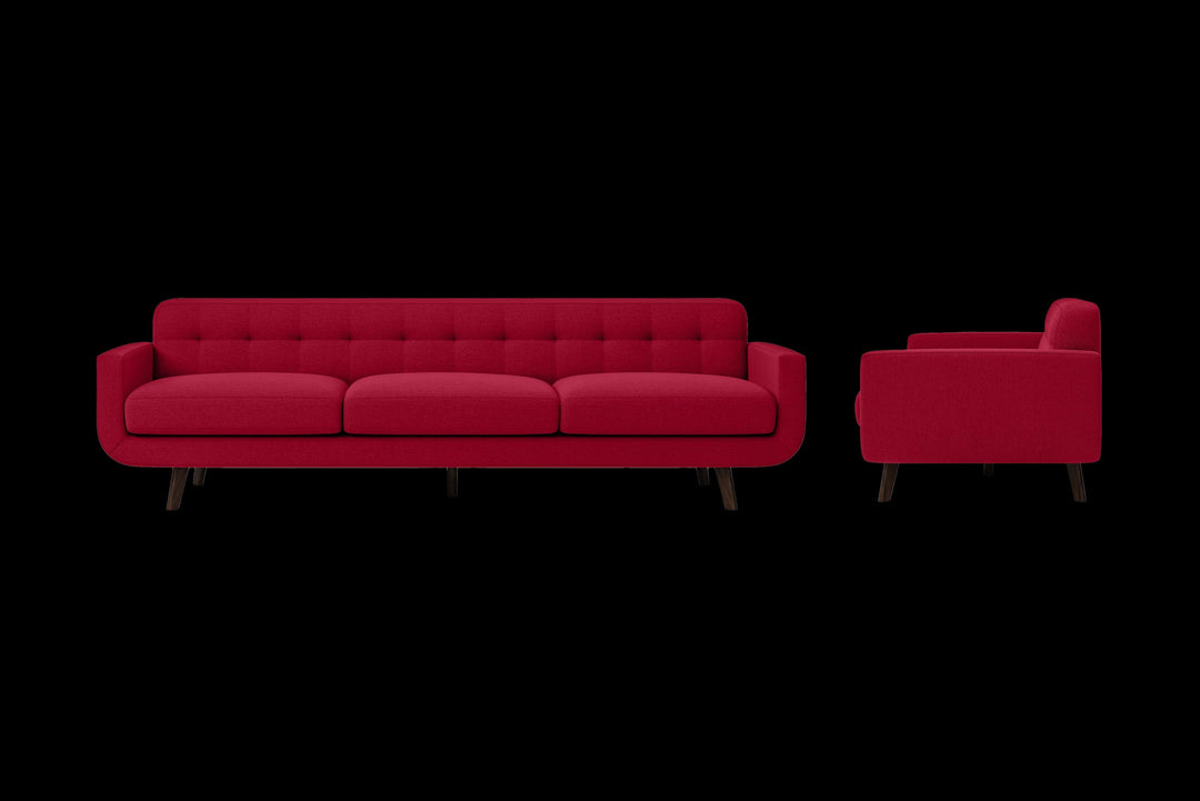 LIVELUSSO Sofa Marsela 4 Seater Sofa Red Linen Fabric